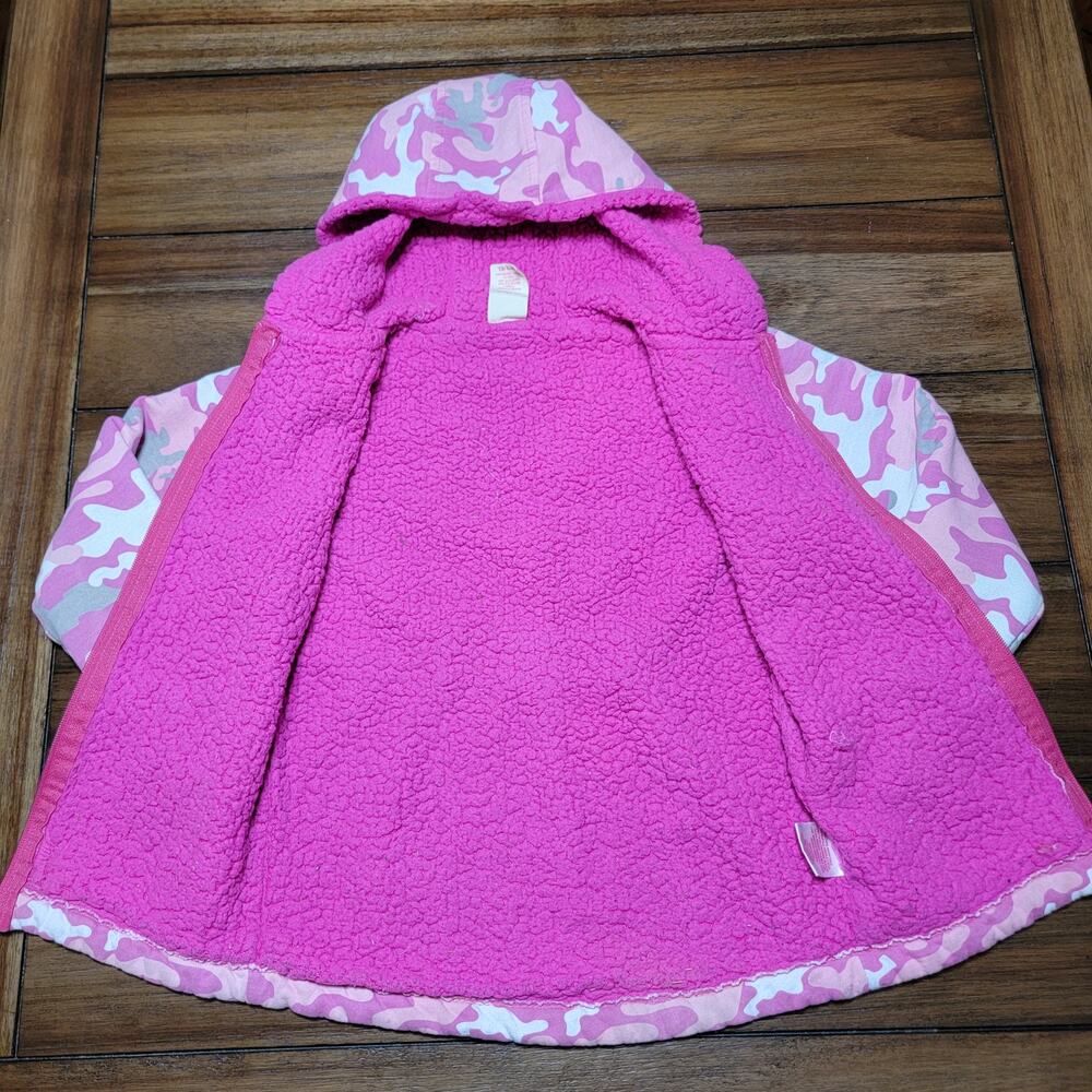 Faded Glory Pink Camo Hooded Sherpa Lined Jacket - Size Small (6/6x) - Picture 2 of 4